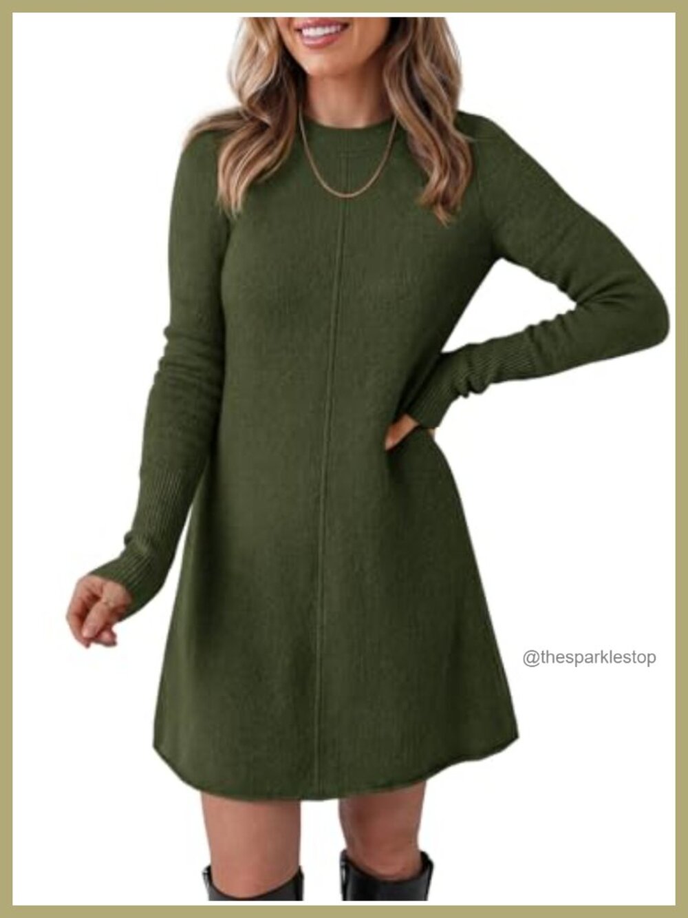 Womens Long Sleeve Sweater Mini Dress A Line Fit Flare Pullover Knit